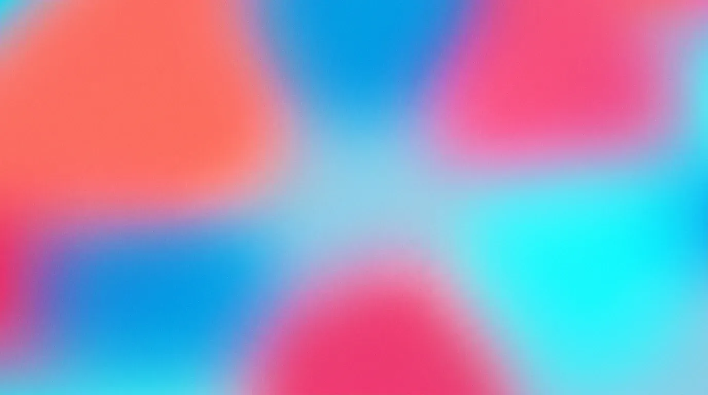 Coral and cyan heavily blurred color fields with fine grain
